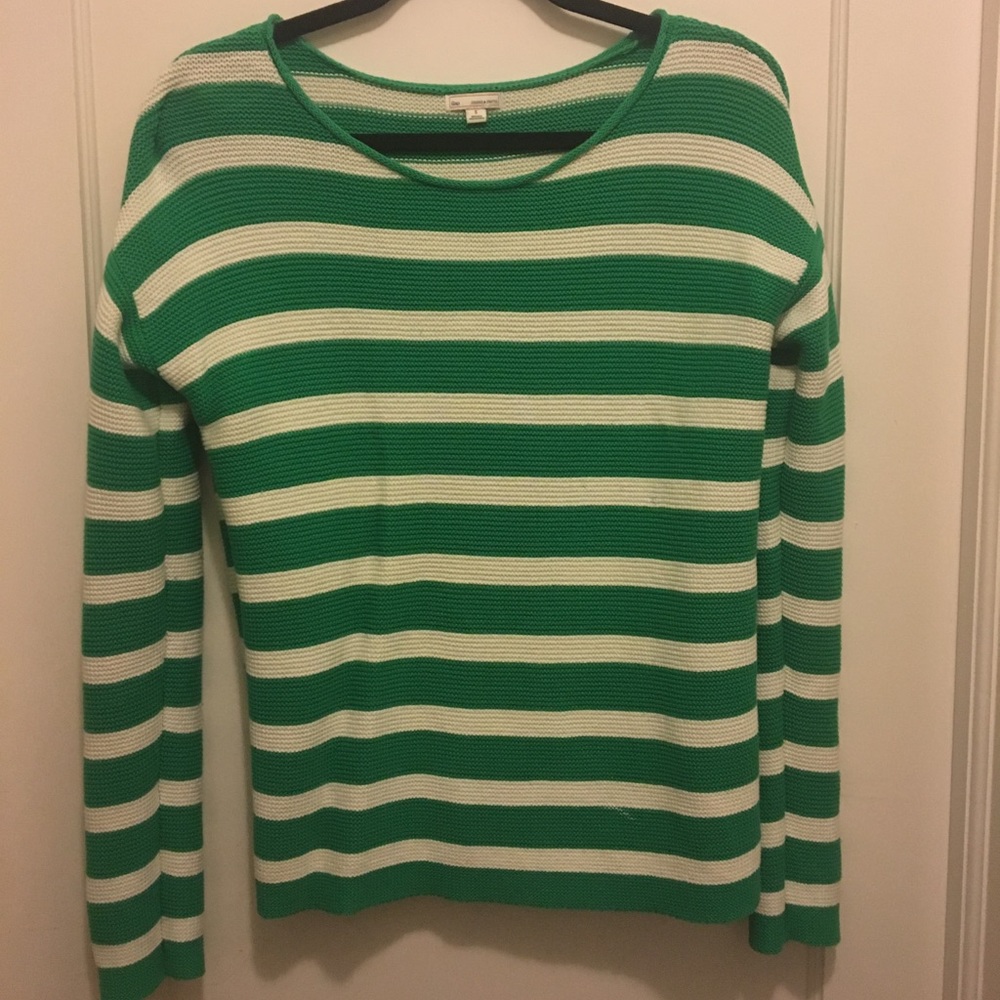 Green/white waffle sweater size S